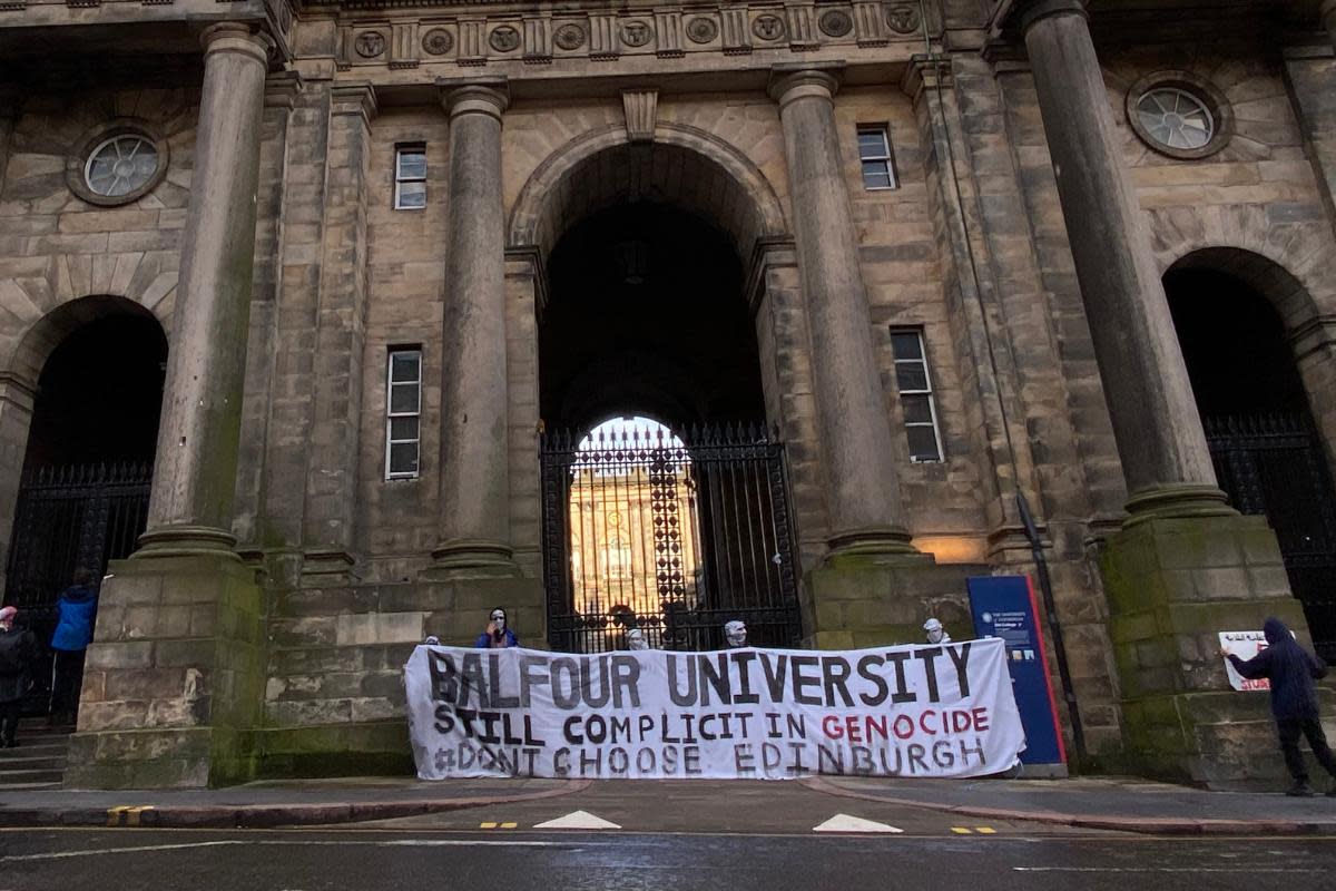 The protestors arrived at the gates this morning <i>(Image: PA)</i>