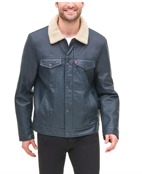 Levi's Men's Faux Leather Sherpa Lined Trucker Jacket