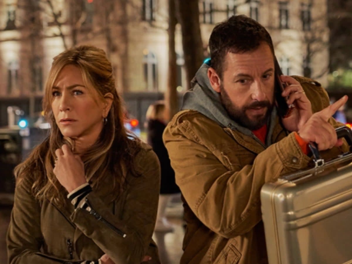 Jennifer Aniston and Adam Sandler in ‘Murder Mystery 2’ (Netflix)