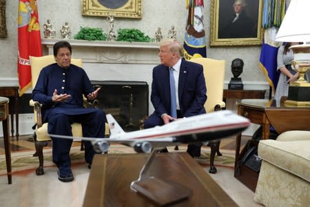 Pakistan’s Prime Minister Khan meets with U.S. President Trump at the White House in Washington