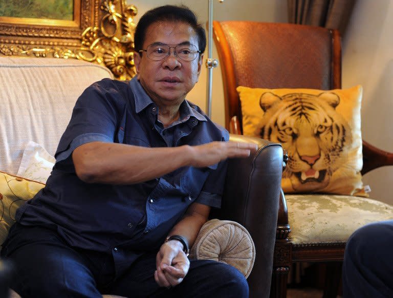 Luis Singson, governor of Ilocos Sur province in northern Philippines, during an interview with AFP in Manila on June 17, 2013. Singson said the tobacco funds had proved a lifeline for the formerly cash-strapped province