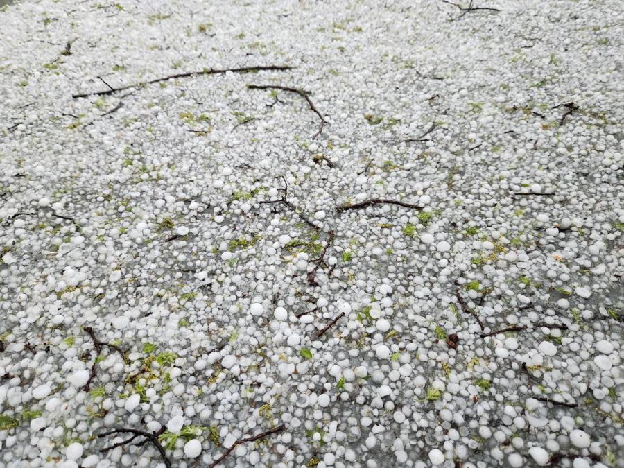 Hail fell in Gahanna, Ohio on April 17, 2024. (NBC4 Photo/Brian Hofmann)