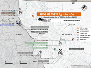 The Hog Heaven Cu-Ag-Au Project Location Map.