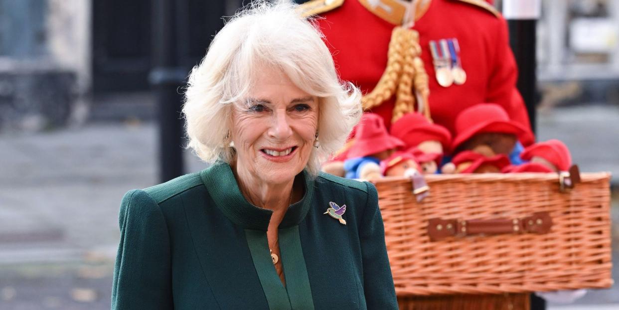 london, england   november 24 camilla, queen consort arrives at barnardo’s nursery, bow on november 24, 2022 in london, england camilla, queen consort will personally deliver paddington bears and other cuddly toys that were left as tributes to queen elizabeth ii at royal residences to children supported by barnardos photo by karwai tangwireimage