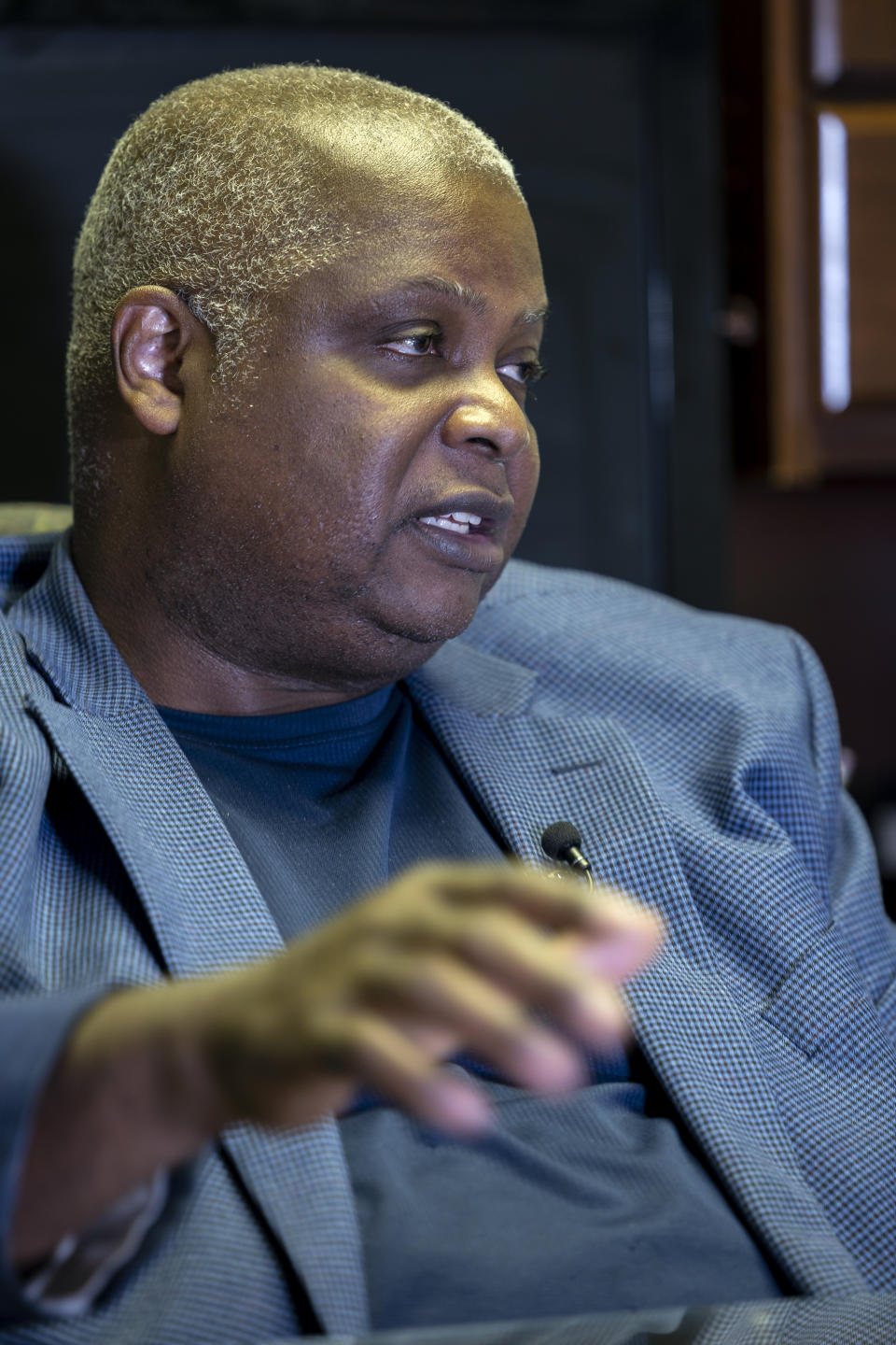 The Rev. Benjamin Jones, who leads the St. James Missionary Baptist Church in rural Montgomery County, talks about voter redistricting on Wednesday, Sept. 21, 2022, in Montgomery, Ala. (AP Photo/Vasha Hunt)