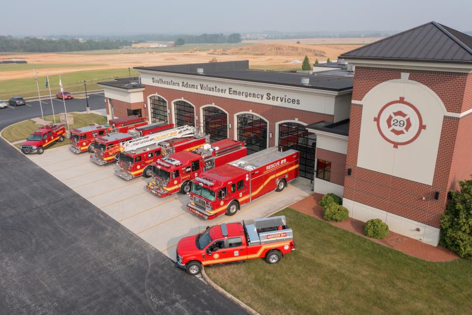The fleet of Southeastern Adams Volunteer Emergency Services is seen in a photo, June 29, 2023, in Conewago Township.
