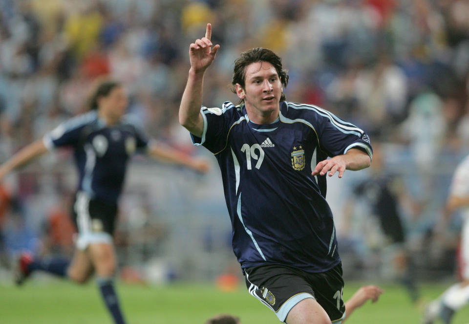 Argentina's Lionel Messi (16) in action as Argentina beat Se