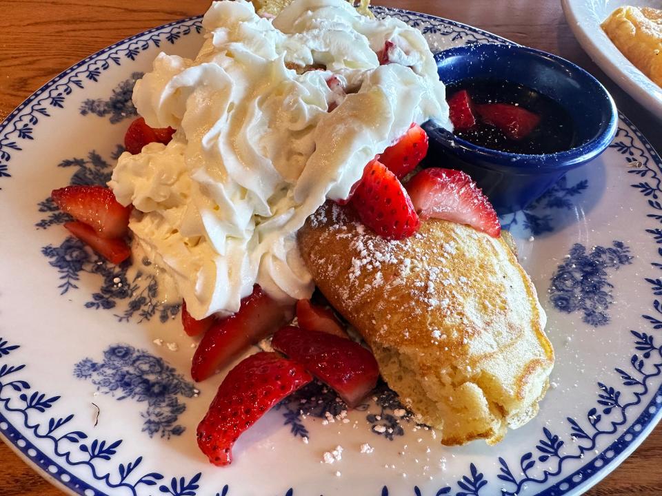 The “Stuffed Cheesecake Pancake Breakfast” from Cracker Barrel Old Country Store, Naples.