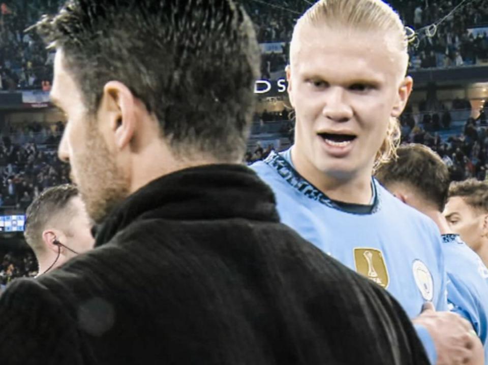 Erling Haaland also exchanged words with Mikel Arteta (Sky Sports)