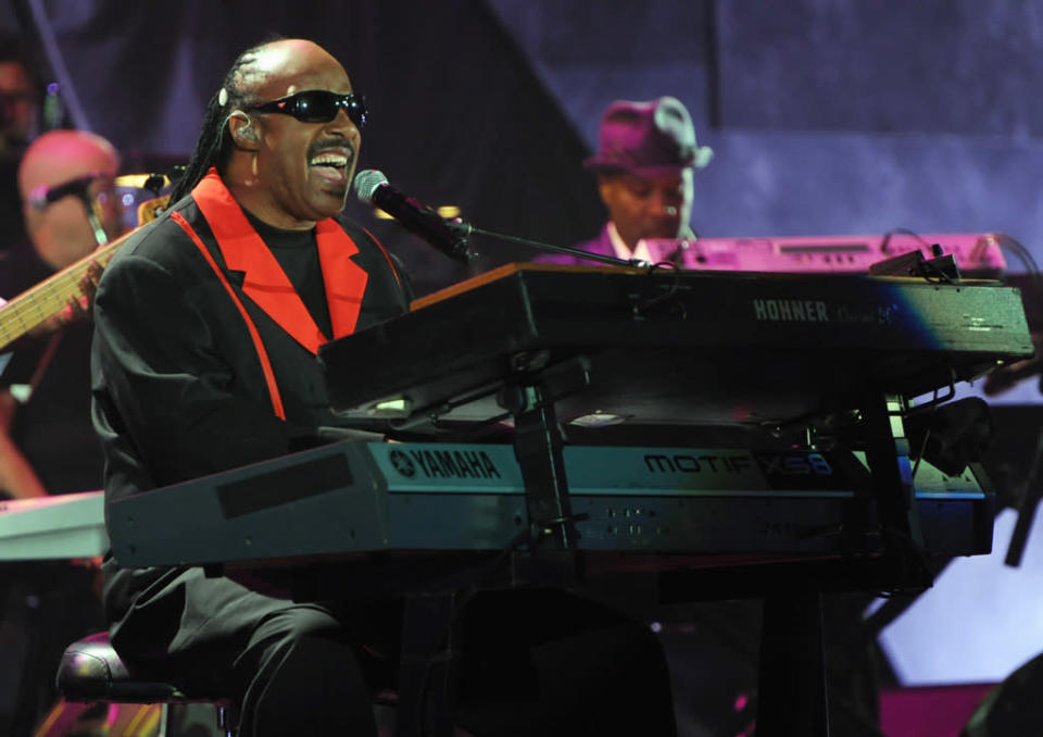 Stevie Wonder performs at A Decade of Difference: A Concert Celebrating 10 Years of the William J. Clinton Foundation on October 15, 2011, at the Hollywood Bowl, Los Angeles. (Photo by Handout/Getty Images for Control Room)