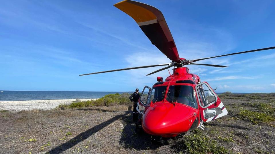 A man has been airlifted from a remote island on the Great Barrier Reef after a suspected shark attack. Picture: Supplied / Queensland Ambulance Service,