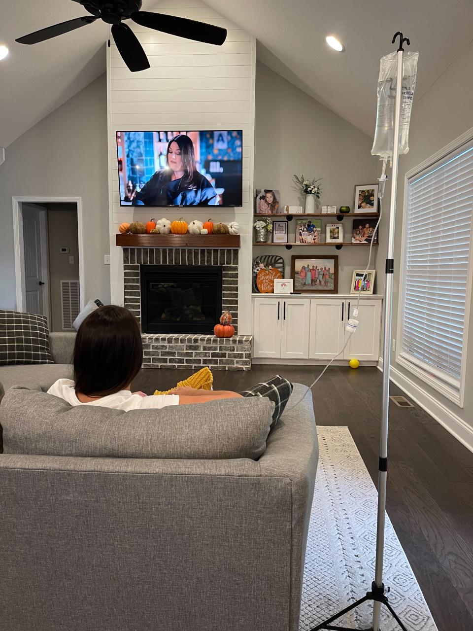 Clients can enjoy TV in the comfort of their home and still have an IV treatment.