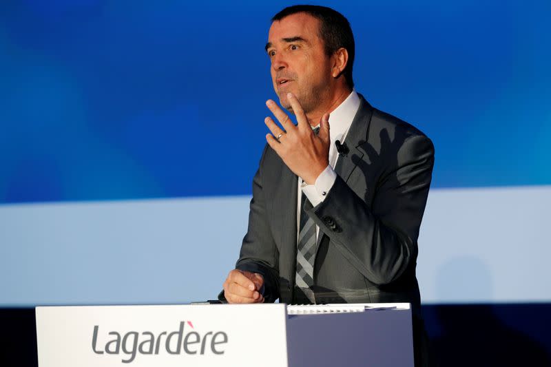 Arnaud Lagardere, the head of French media group Lagardere, attends the groups annual general meeting in Pari