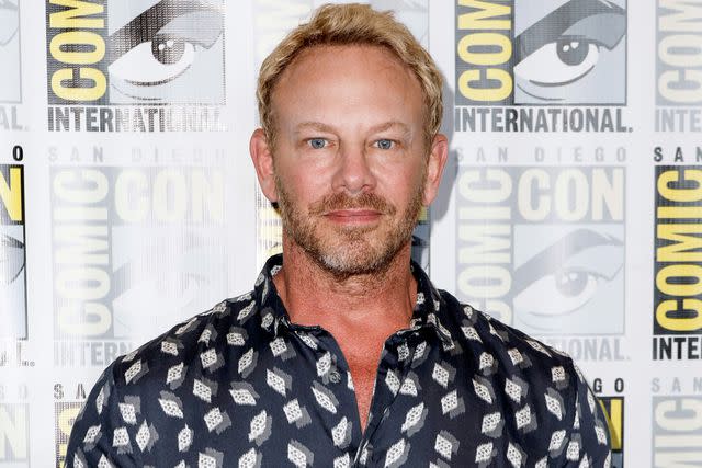 <p>Frazer Harrison/Getty</p> Ian Ziering at the 'Sharknado' 10th Anniversary photo call and panel at 2023 Comic-Con International
