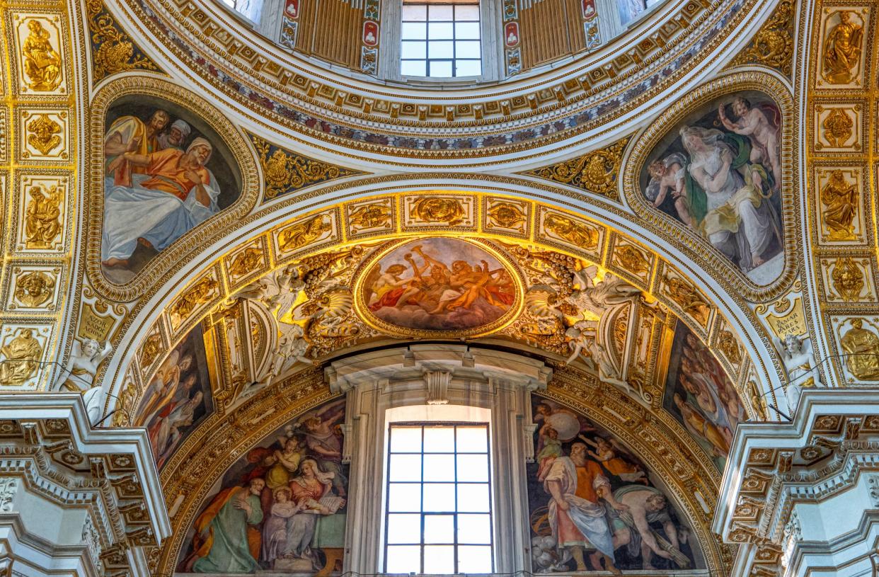 Rome, Italy - July 20, 2018: The vault and dome over the Sistine chapel of the Santa Maria Maggiore Basilica