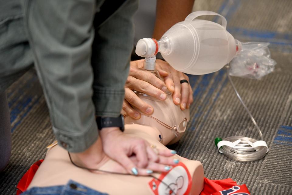 Lake Middle/High School employees conducted a sudden cardiac arrest drill on Thursday as part of Lake Local Schools' efforts to become the first Stark County school district to have all of its schools designated as heart safe schools through Project ADAM.