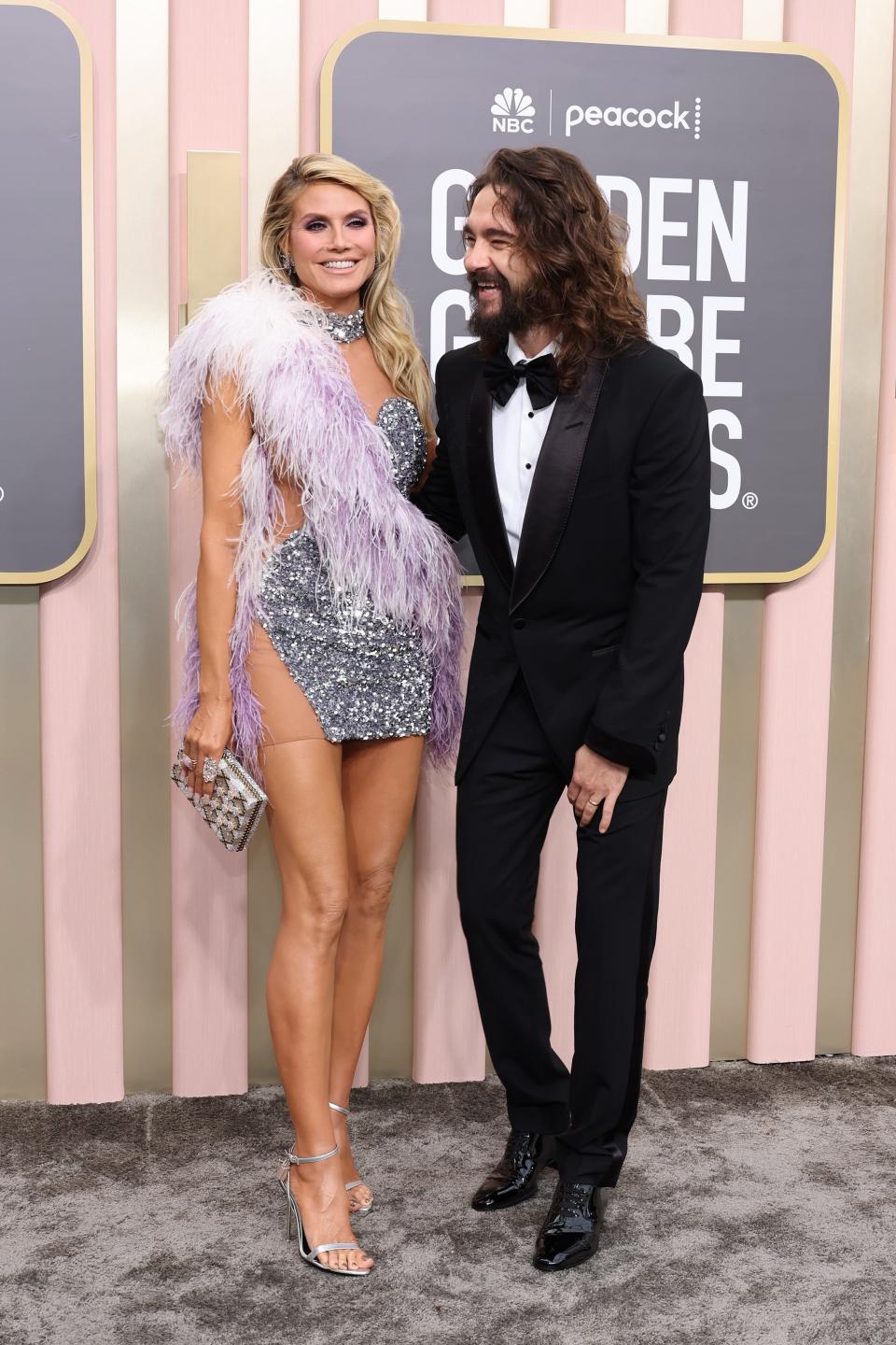 Heidi Klum and Tom Kaulitz walk the red carpet of the 2023 golden globes