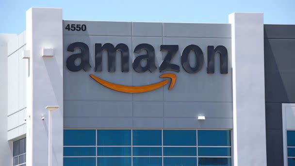 PHOTO: In this May 30, 2022, file photo, an Amazon logo is displayed on a fulfillment center in Las Vegas. (SOPA Images/LightRocket via Getty Images, FILE)