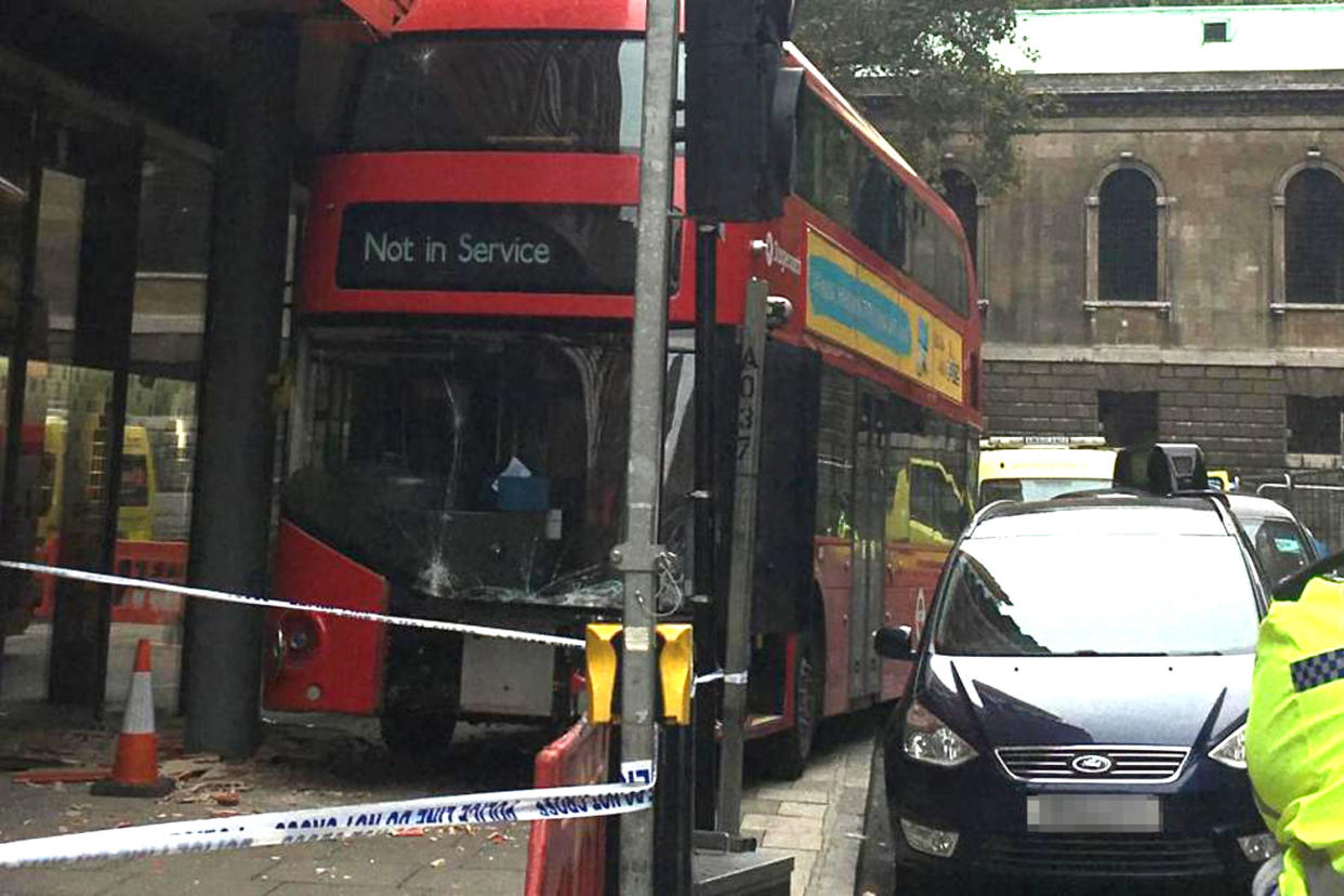 A bus crashed into the Central St Giles development for the second time in eight days: Alex Lawson