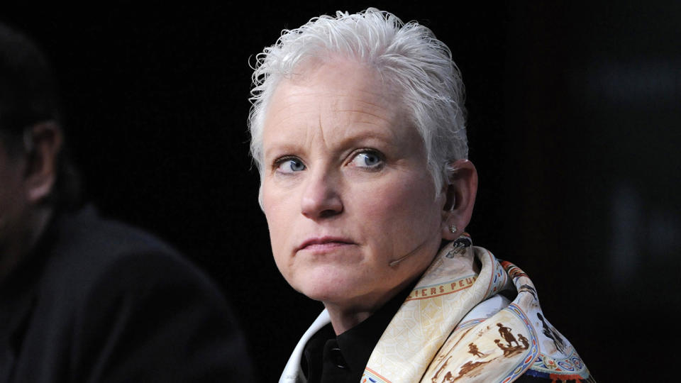 Karen Monaghan, National Intelligence Officer for Economics and Global Issues at the National Intelligence Council, listens during the "Global Overview" panel at the 2009 Milken Institute Global Conference in Beverly Hills, California  in 2009. (Phil McCarten/Reuters)