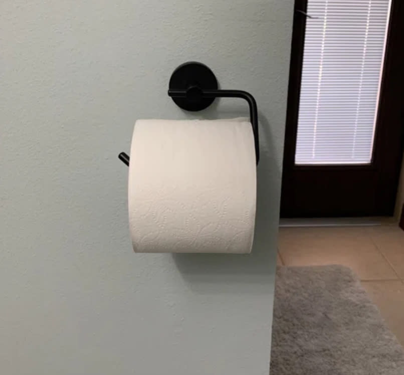 A reviewer's toilet paper holder