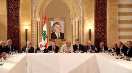 Members of the Future Movement bloc are seen during a meeting in Beirut, Lebanon November 9, 2017. Dalati Nohra/Handout via REUTERS