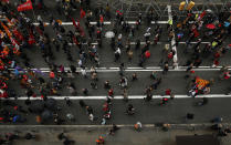 <p>People march during a May Day rally in the center of Barcelona, Spain, May 1, 2018. May 1 is celebrated as the International Labor Day or May Day across the world. (Photo: Manu Fernandez/AP) </p>