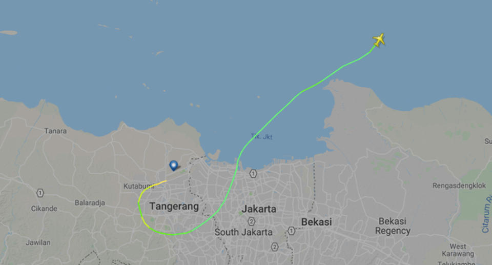 The flight’s path before it crashed into the sea. Source: Flightradar24