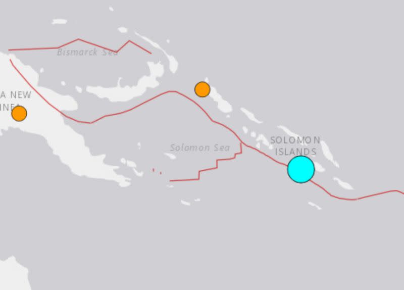 ▲索羅門群島發生芮氏規模7.0地震。（圖／翻攝自USGS官網）