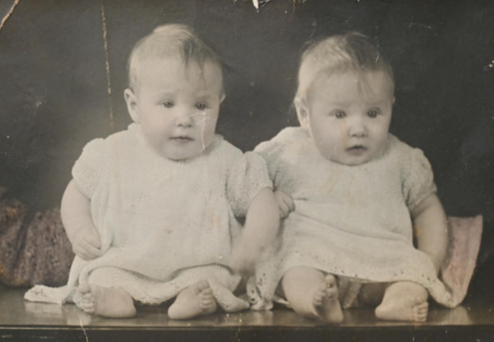 The twins aged three months (L-R) Maureen and Margaret. (SWNS)