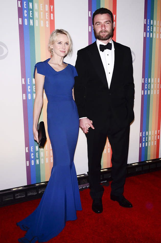 Liev Schreiber looked handsome in his tux, but all eyes were on his partner, Naomi Watts, at last weekend's Kennedy Center Honors in Washington, D.C. The actress -- best known for her roles in "Mulholland Drive," "The Ring," and "King Kong" -- looked absolutely beautiful in a regal Roland Mouret gown that featured split cap sleeves and a fishtail train. Simple, yet stunning, accessories included gold earrings and a black patent leather purse. (12/2/2012)