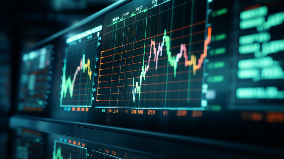 A close-up of a stock exchange board, displaying the active trading of the company's securities.