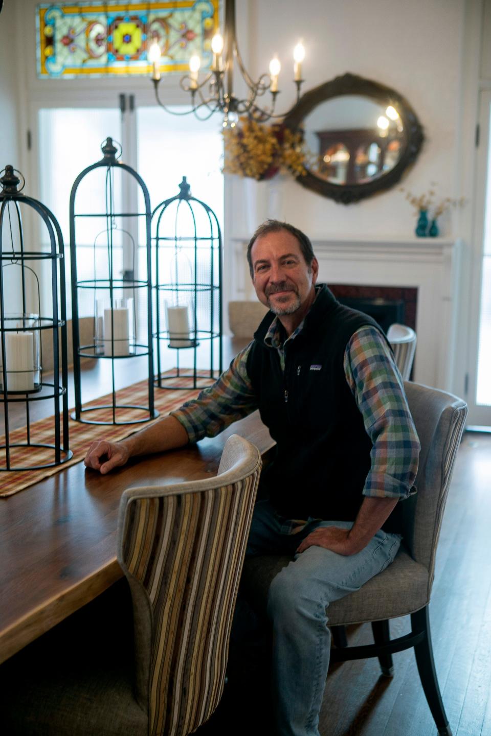 Drew Musser, owner, sits inside of The Willis-James Bed and Breakfast on October 18, 2023, in Chillicothe, Ohio.