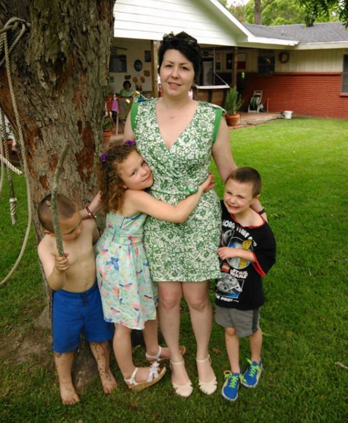 Ashley Auzenne with her kids after shooting them all before herself in a murder-suicide in Texas, in the US. 