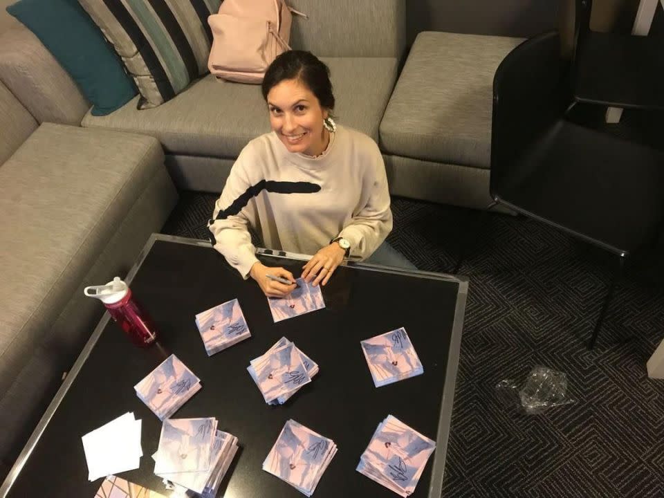 Missy Higgins signing her new album, Solastalgia, which describes the distress caused by environmental damage to your homeland. Source: Instagram/missyhigginsmusic