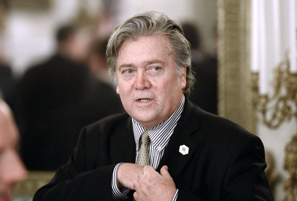 <em>Trump lashed out at former chief strategist Steve Bannon, who spoke to the book’s author (Rex)</em>