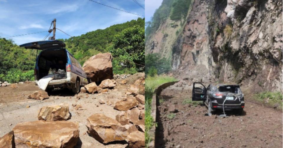 The Mountain Province Disaster Risk Reduction and Management Office advised motorists that Halsema Highway, also known as Benguet–Mountain Province Road, is closed due to landslide. Officials encourage motorists to postpone all travels as aftershocks are expected. (PHOTOS: Mountain Province DRRM Office)