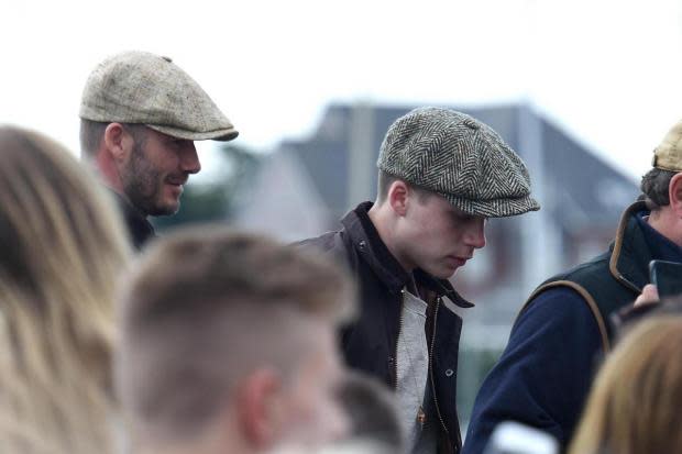 Brooklyn and David Beckham Wearing Newsboy Hats