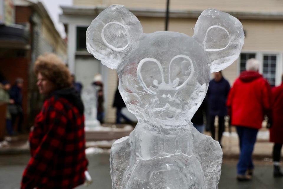 Sculptures included an ice version of Mickey Mouse.