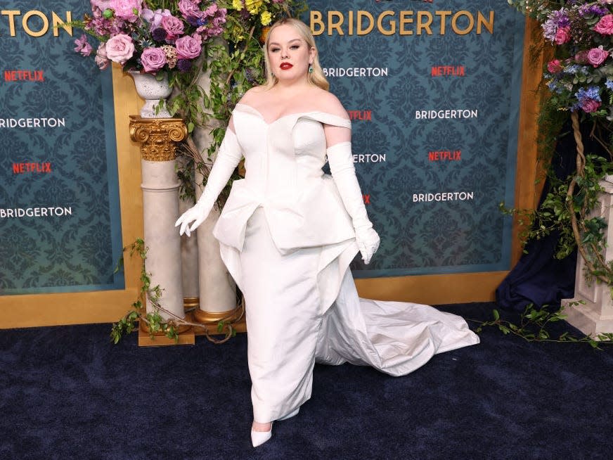 Nicola Coughlan attends the "Bridgerton" season three premiere in May 2024.