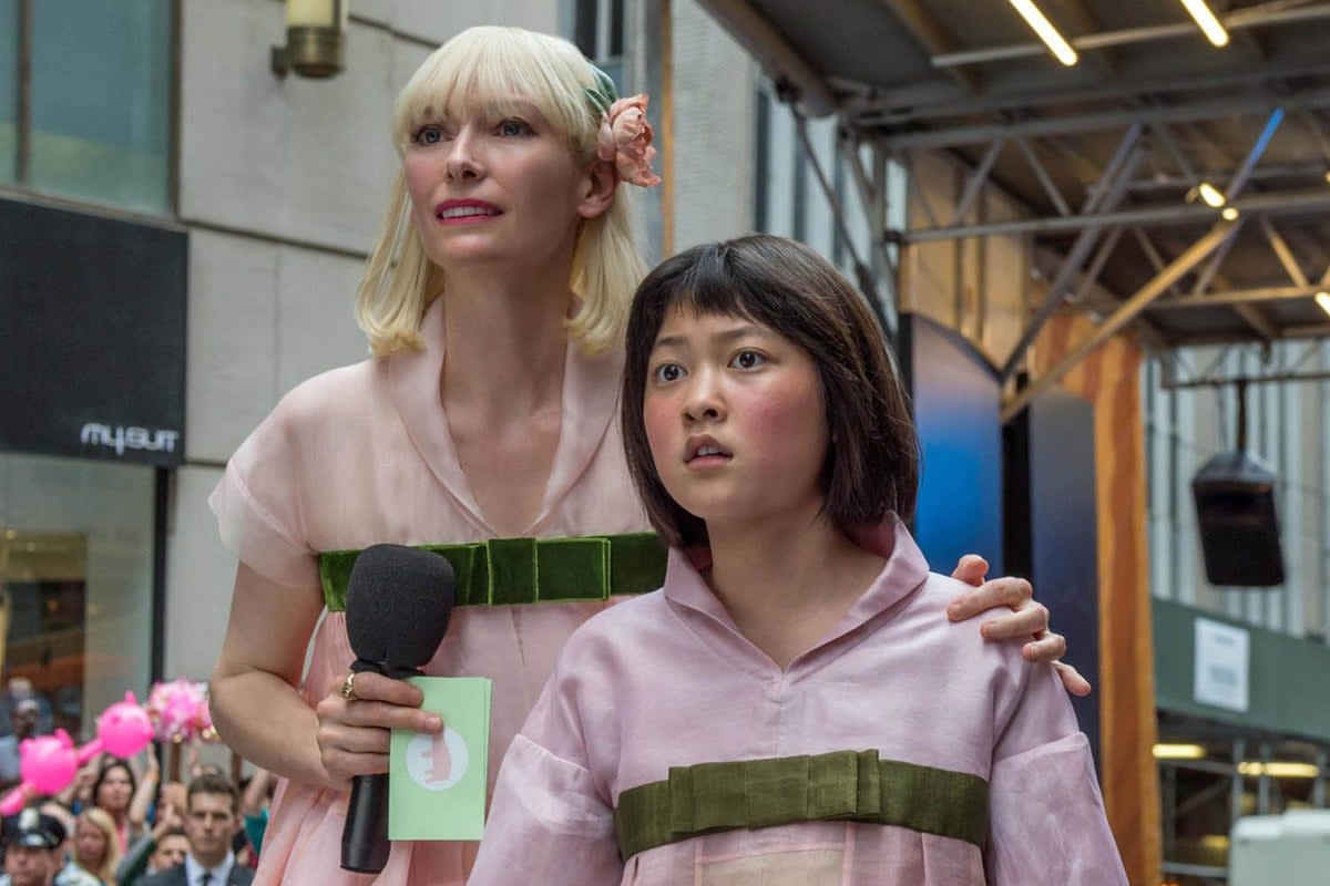 Tilda Swinton and Ahn Seo-hyun in Okja  (Netflix)