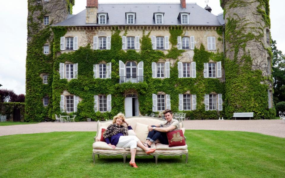 British fashion designer Henry Holland and his mother, Stephanie Holland at her Chateau du Ludaix in Limoges, France - CAMERA PRESS