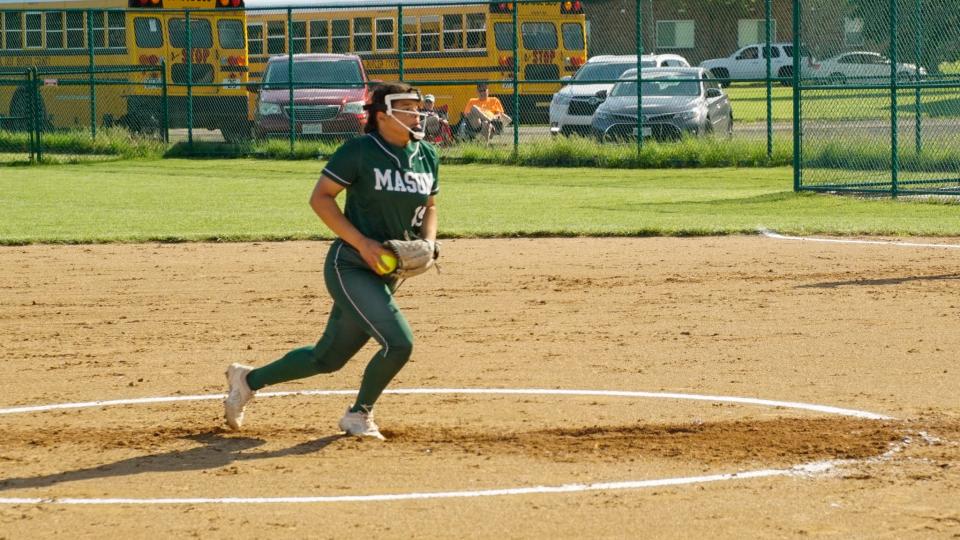 Mason pitcher Alisha Fox leads the Greater Miami Conference with 14 wins, is third with 107 strikeouts and fourth with a 1.96 ERA.