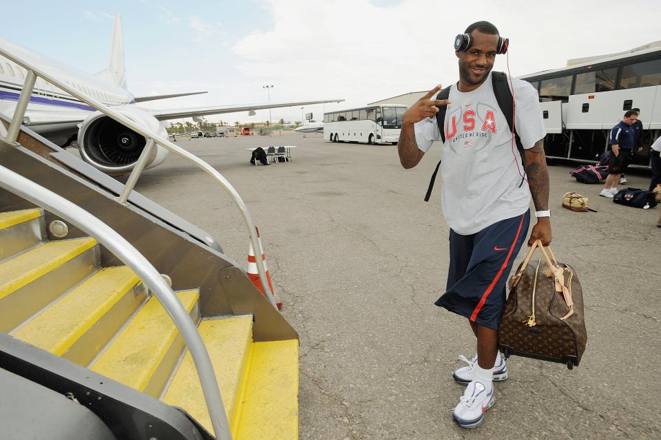 LeBron James walking onto plane