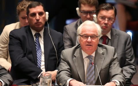 Vitaly Churkin, Russia's long-serving ambassador to the United Nations - Credit:  Seth Wenig/AP