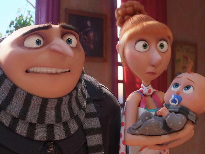 Gru and Lucy wth a baby