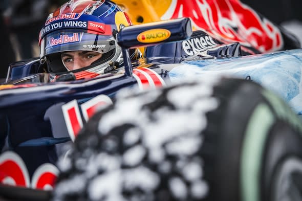 Max Verstappen prepares to race during the F1 Showrun at the Hahnenkamm in Kitzbuehel, Austria on Jannuary 12, 2016. // Philip Platzer/Red Bull Content Pool // P-20160114-00304 // Usage for editorial use only // Please go to www.redbullcontentpool.com for further information. // 