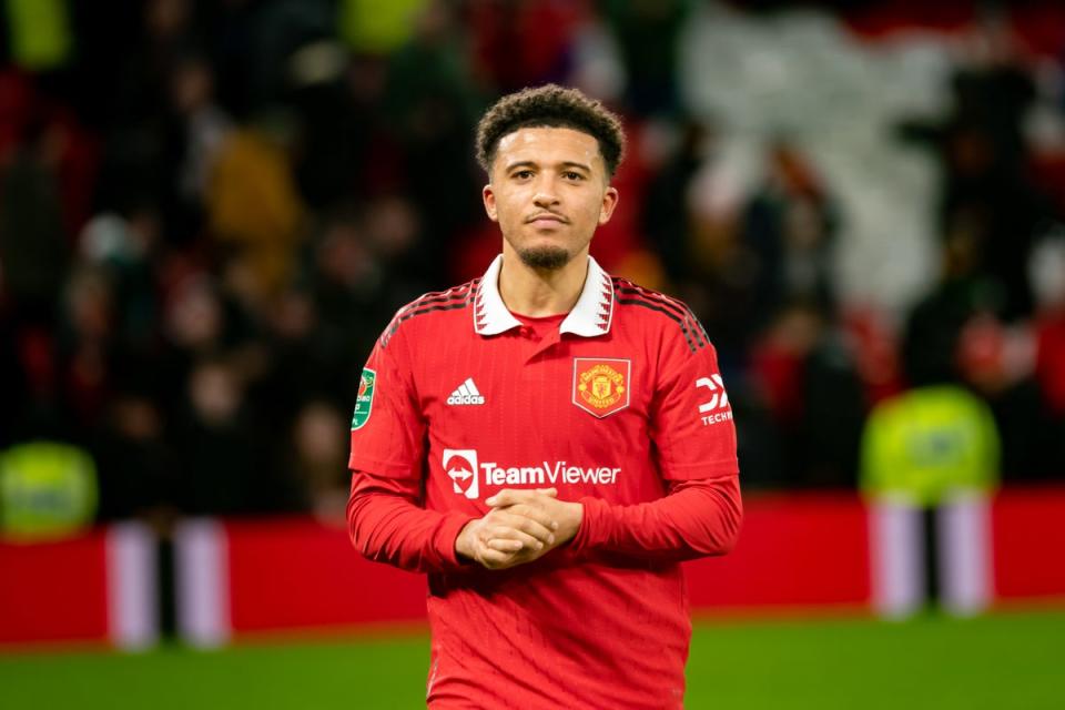 Jadon Sancho played in United’s semi-final second leg win (Manchester United via Getty Imag)