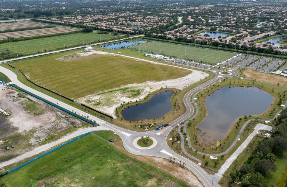 Canyon District Park includes soccer fields, a fitness trail, parking for more than 100 cars, a 2,600-square-foot maintenance building and two new lakes in Boynton Beach on August 2, 2022. 