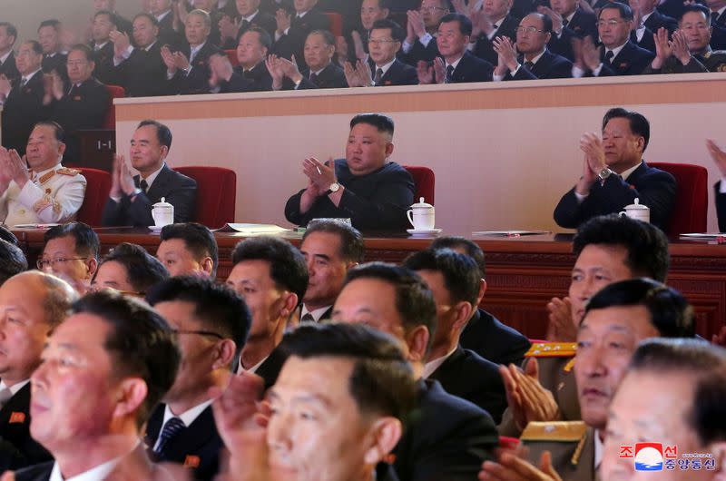 KCNA image of North Korean leader Kim Jong Un at a Lunar New Year performance in Pyongyang